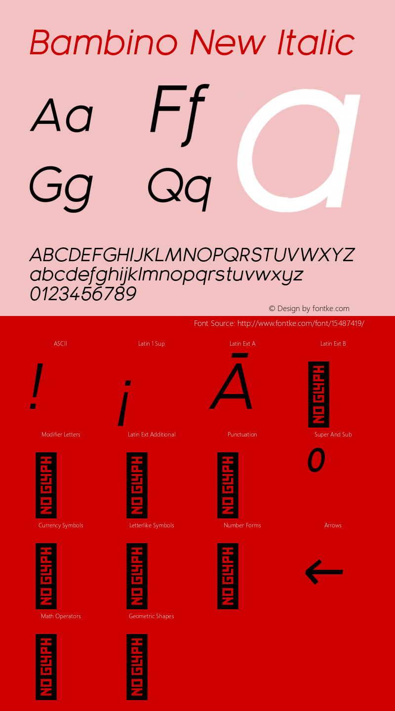 Bambino New Italic Version 1.000;PS 001.001;hotconv 1.0.56 Font Sample