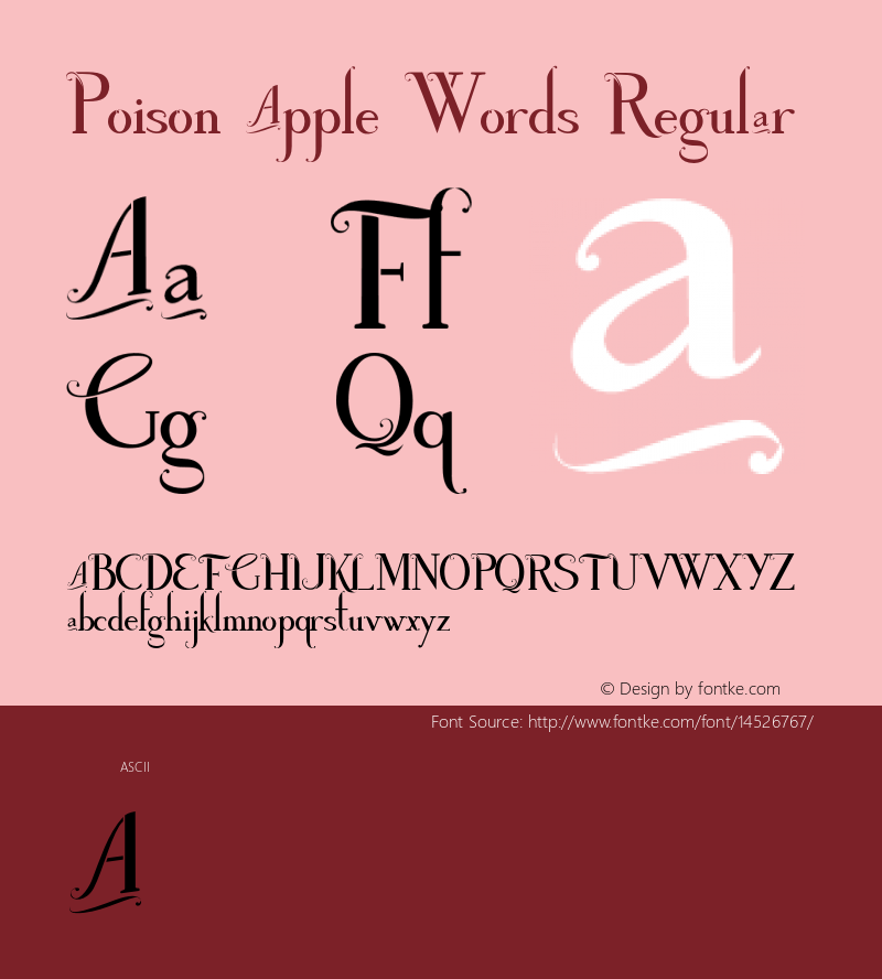 Poison Apple Words Regular Version 1.000 2014 initial release Font Sample