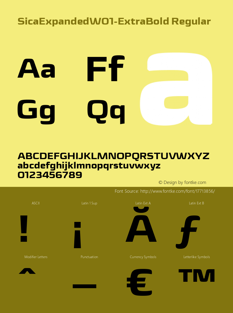 SicaExpandedW01-ExtraBold Regular Version 1.00 Font Sample