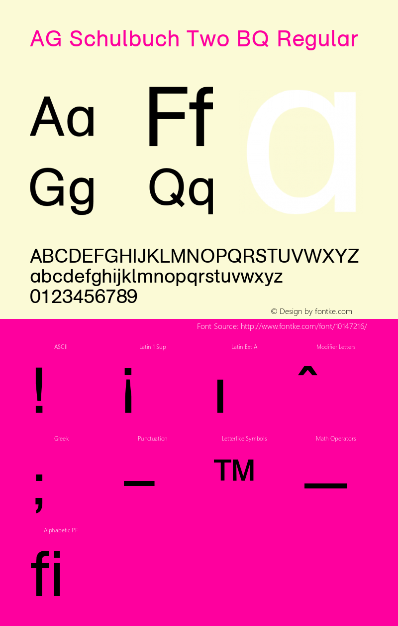 AG Schulbuch Two BQ Regular Version 001.000 Font Sample