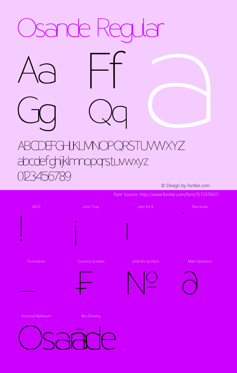 Osande W05 Thin Version 1.00 Font Sample