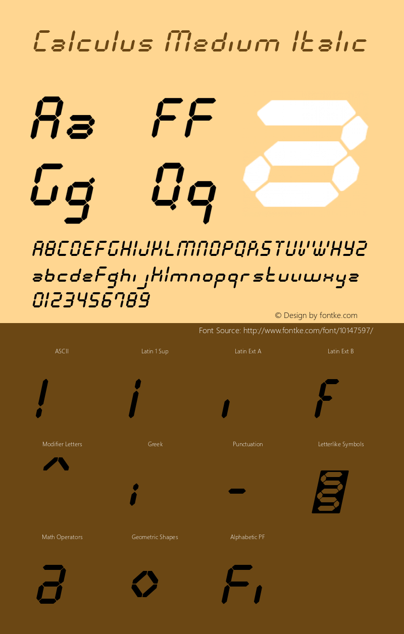 Calculus Medium Italic Version 001.000 Font Sample