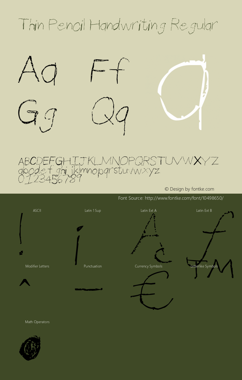 Thin Pencil Handwriting Regular Version 001.000 Font Sample