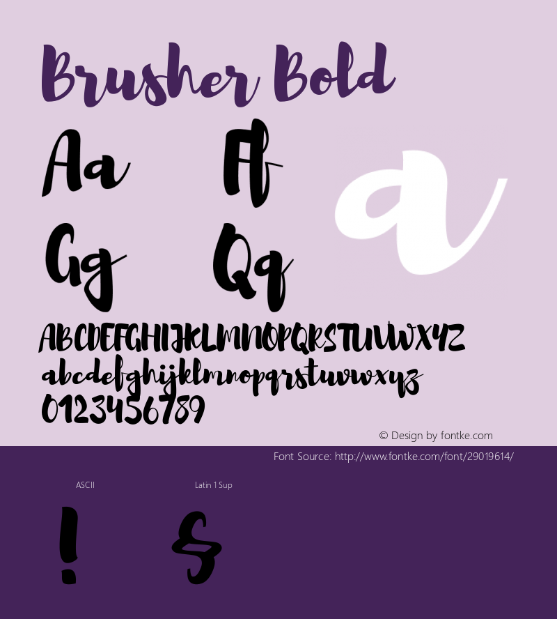 Brusher Version 1.000;PS 001.000;hotconv 1.0.70;makeotf.lib2.5.58329 DEVELOPMENT Font Sample