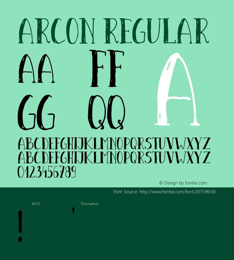 Arcon Regular Version 1.000;PS 001.000;hotconv 1.0.88;makeotf.lib2.5.64775 Font Sample