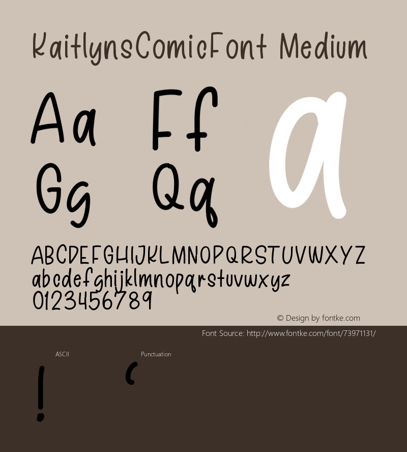 KaitlynsComicFont Version 001.000 Font Sample