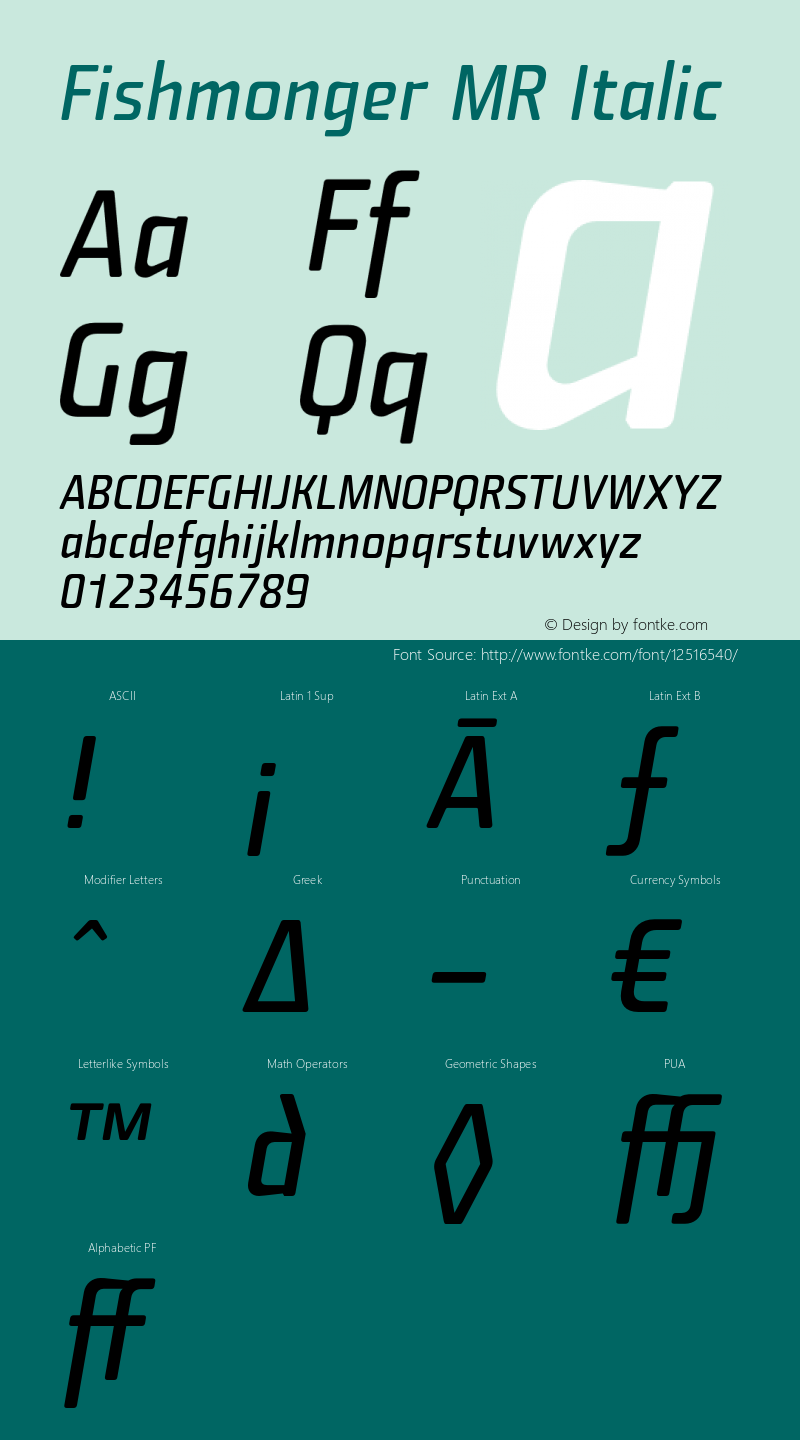 Fishmonger MR Italic 001.001 Font Sample