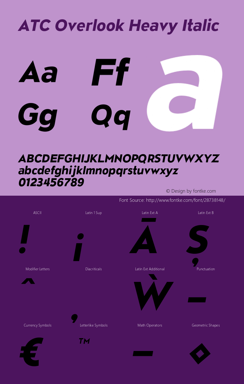 ATCOverlook-HeavyItalic Version 1.001;PS 001.001;hotconv 1.0.88;makeotf.lib2.5.64775 Font Sample