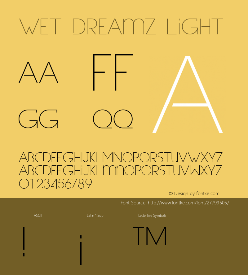 WetDreamzLight 001.000 Font Sample