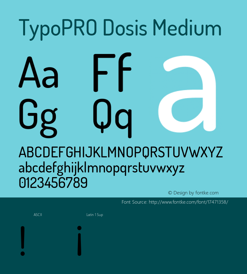 TypoPRO Dosis Medium Version 1.007 Font Sample