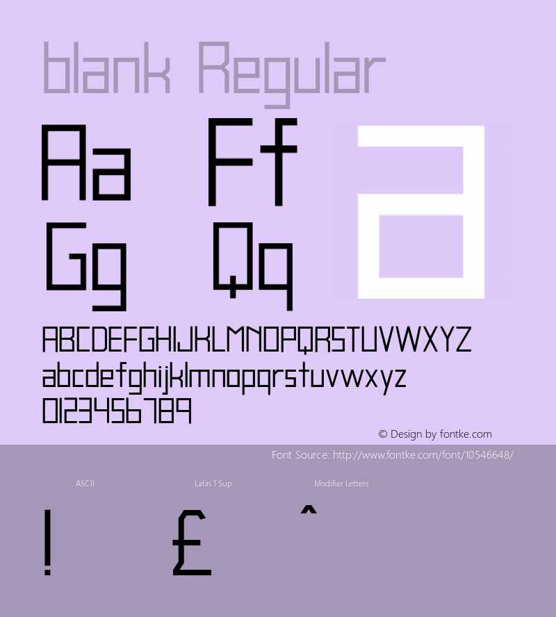 blank Regular Version 1.000;PS 001.000;hotconv 1.0.70;makeotf.lib2.5.58329 Font Sample