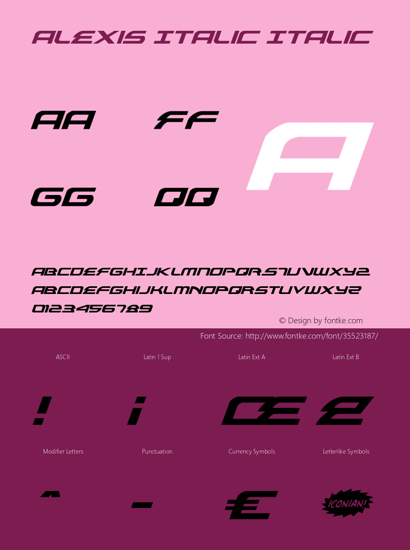 Alexis Italic Version 3.1; 2013 Font Sample