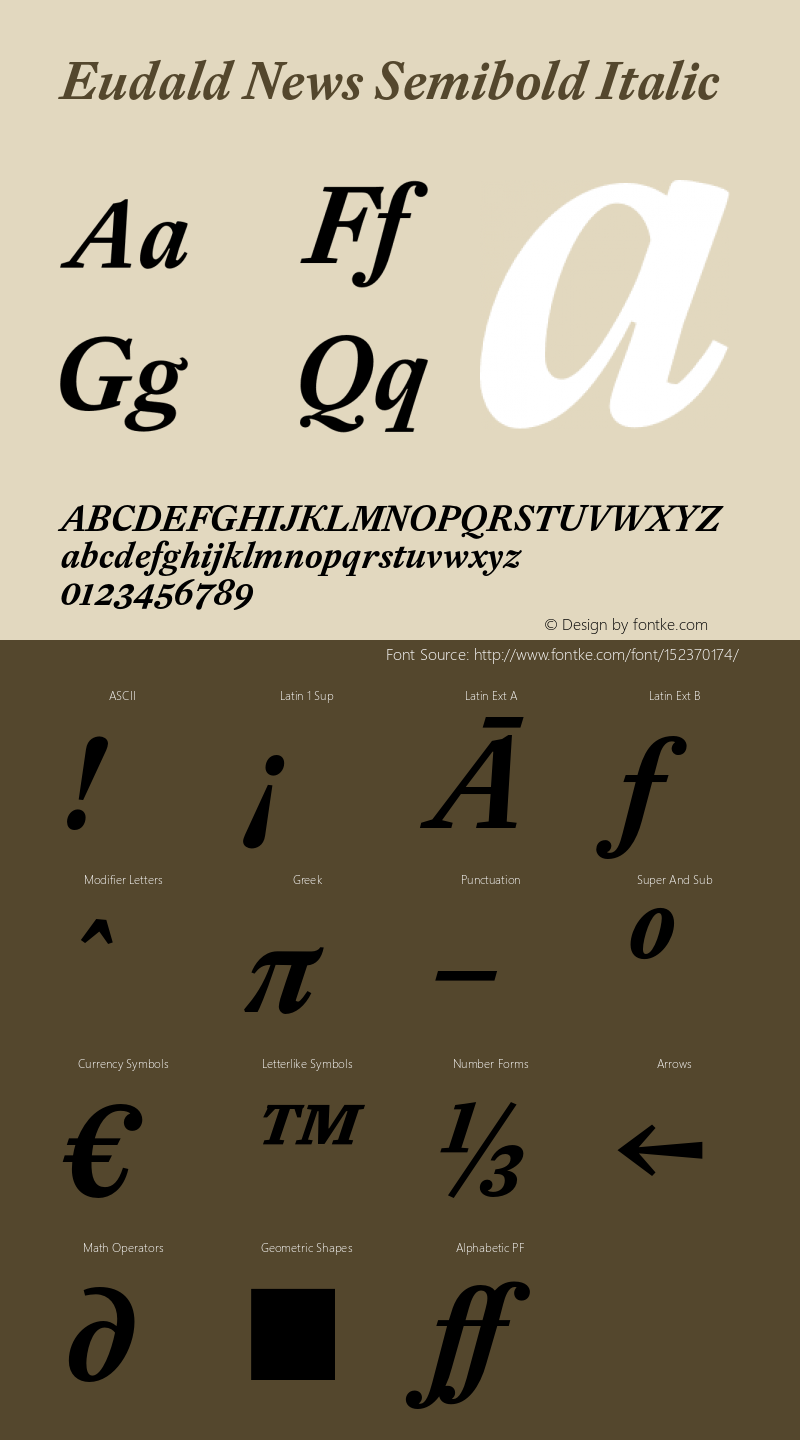 EudaldNews-SemiboldItalic 1.100 Font Sample