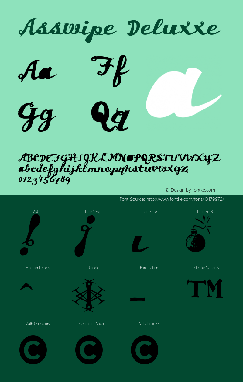 Asswipe Deluxxe Version 001.000 Font Sample