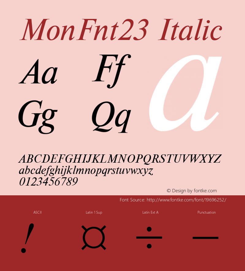 MonFnt23 Italic Version 1.00 Font Sample