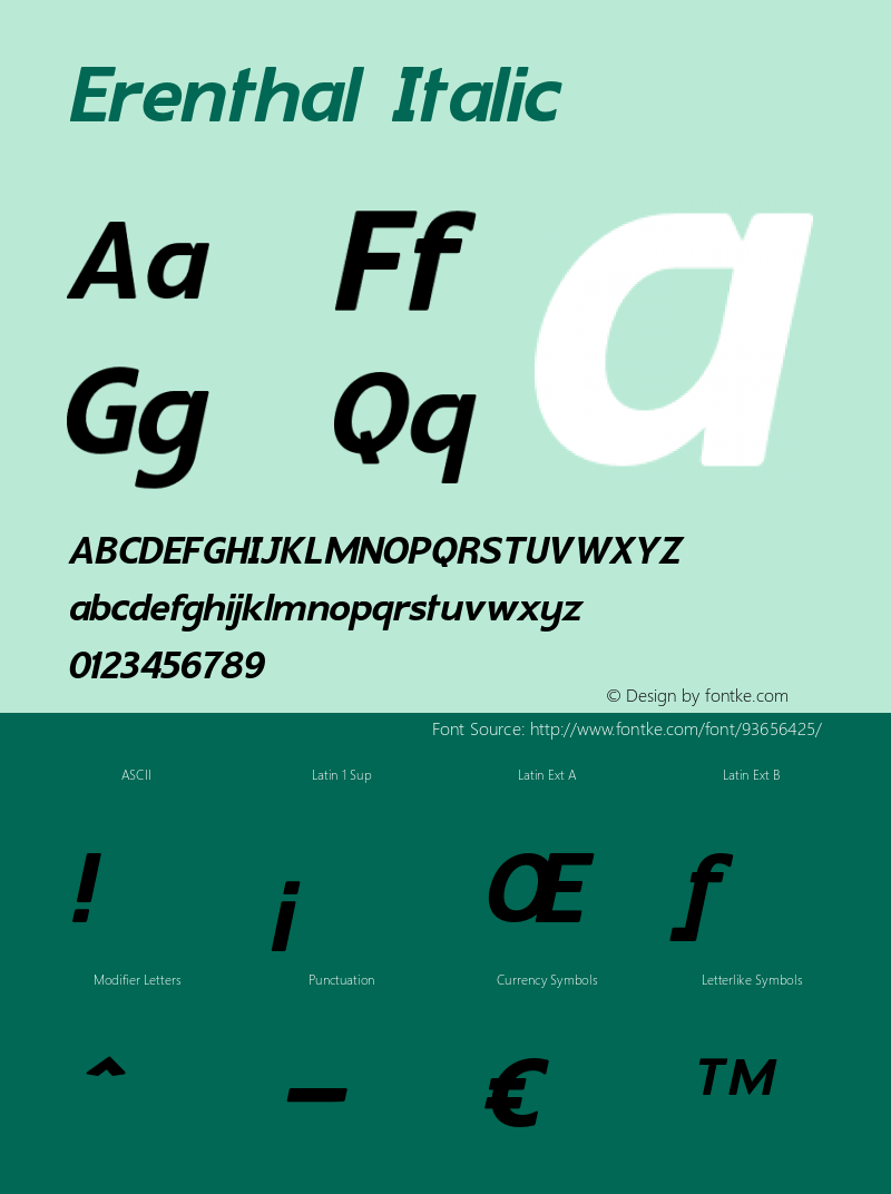 Erenthal-Italic Version 1.000 Font Sample