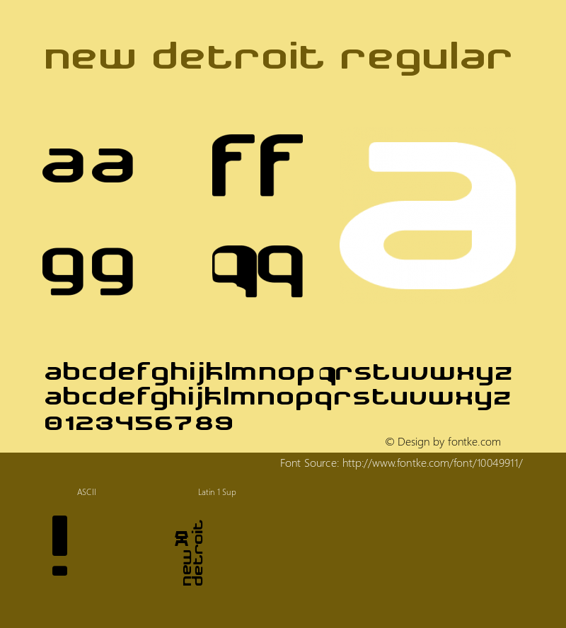 New Detroit Regular Unknown Font Sample