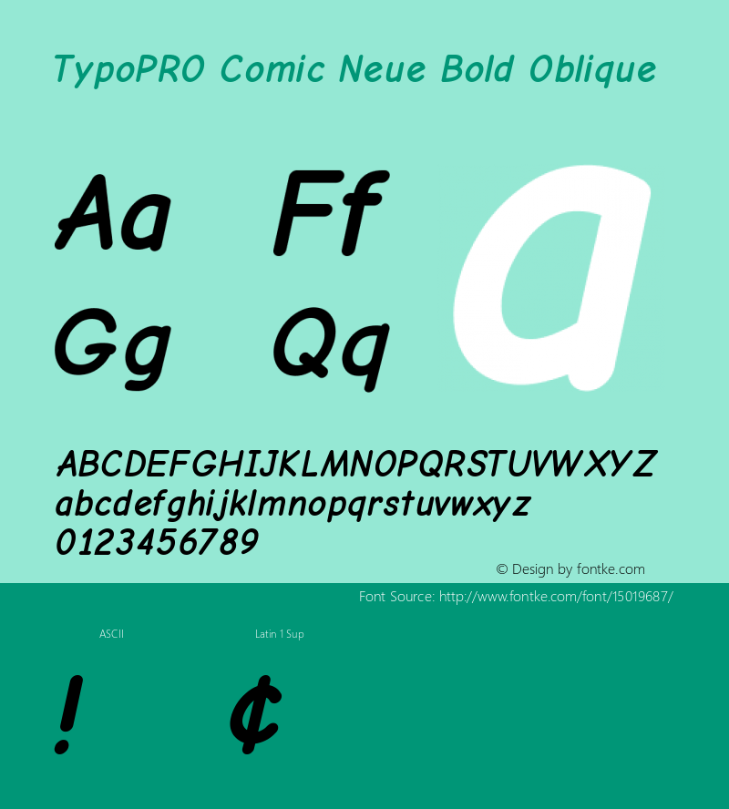 TypoPRO Comic Neue Bold Oblique Version 1.000 Font Sample