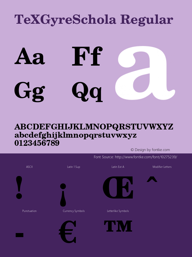 TeXGyreSchola Regular Version 1.103;PS 1.103;hotconv 1.0.49;makeotf.lib2.0.14853 Font Sample