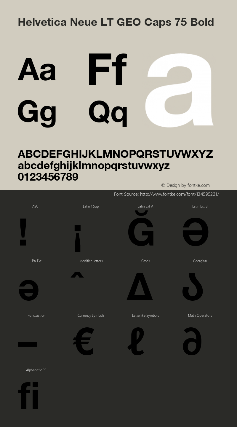 Helvetica Neue LT GEO Caps 75 B Version 1.00; ttfautohint (v1.6) Font Sample