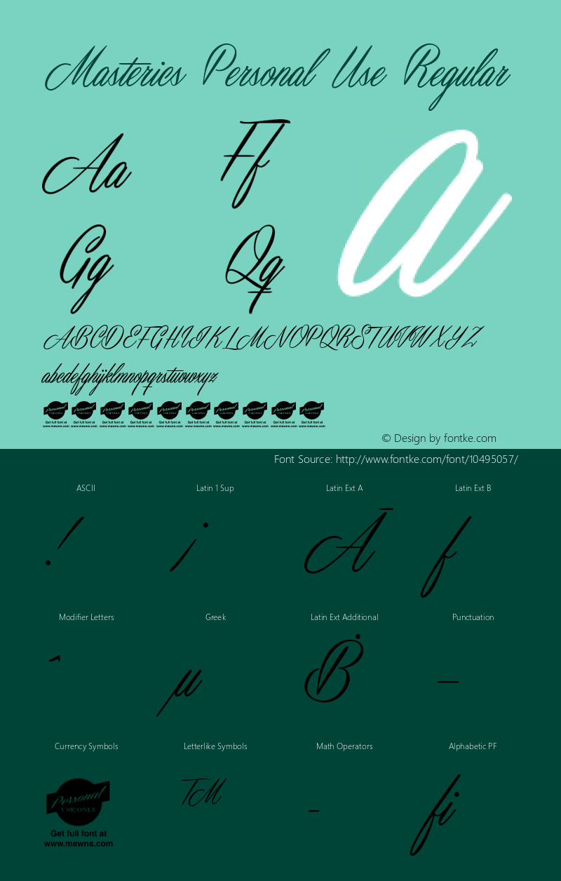 Masterics Personal Use Regular Version 1.000 Font Sample