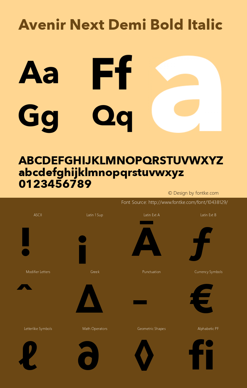 Avenir Next Demi Bold Italic 8.0d2e1 Font Sample