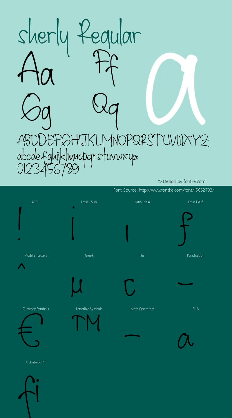 sherly Regular Version 1.000 Font Sample