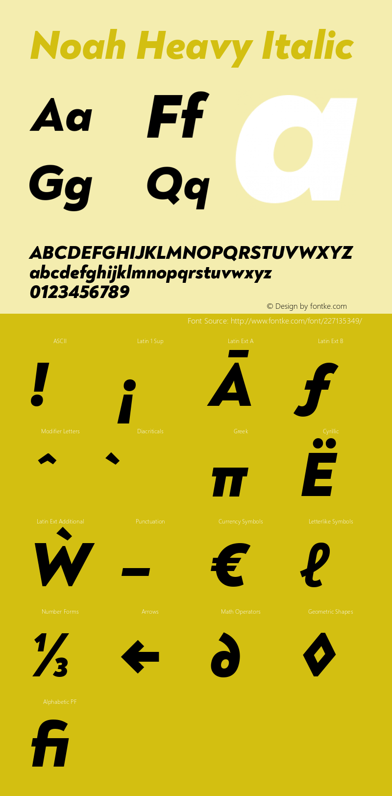 Noah Heavy Italic Version 1.000图片样张