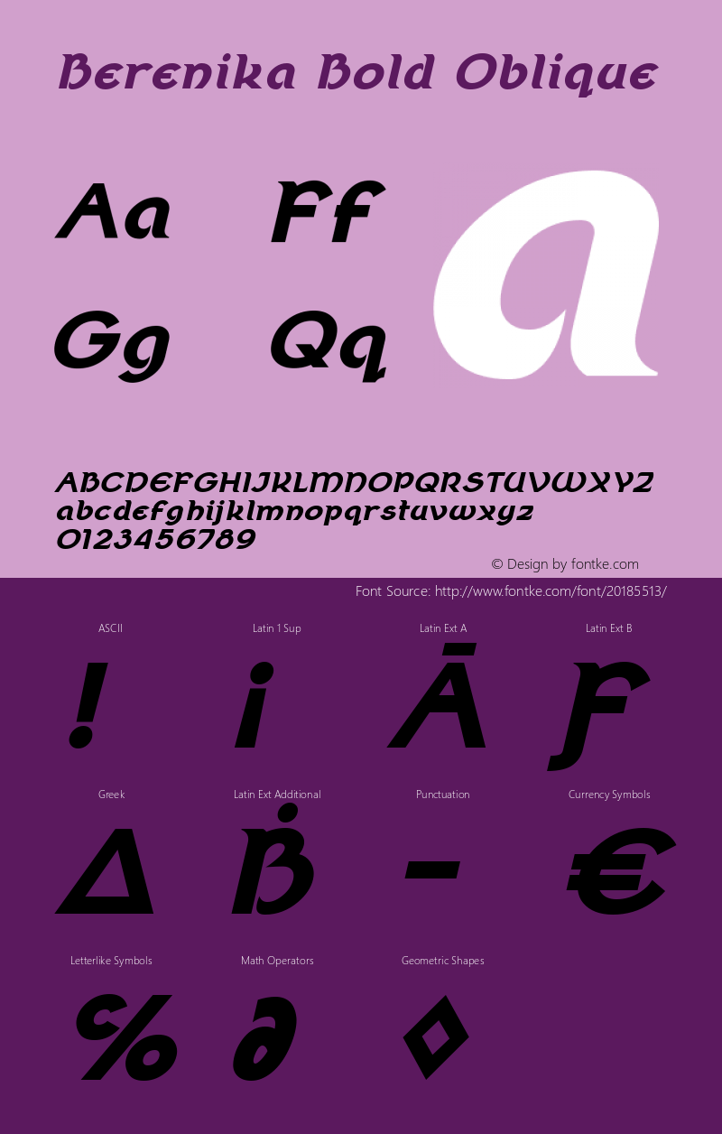 Berenika Bold Oblique Version 2.000 Font Sample