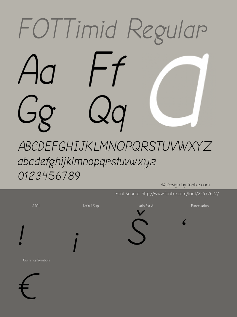 FOTTimid Version 1.000 Font Sample