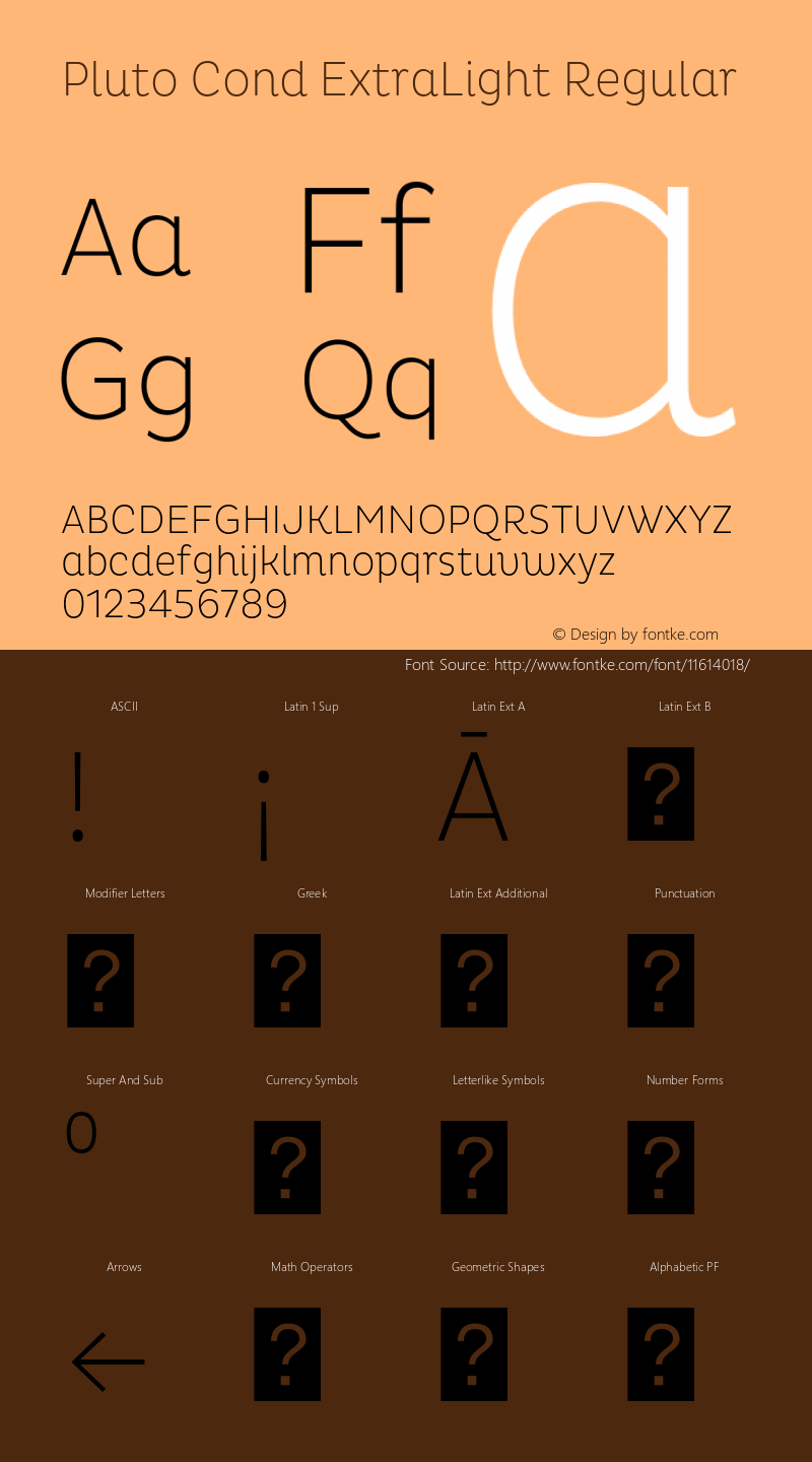 Pluto Cond ExtraLight Regular Version 1.000 Font Sample