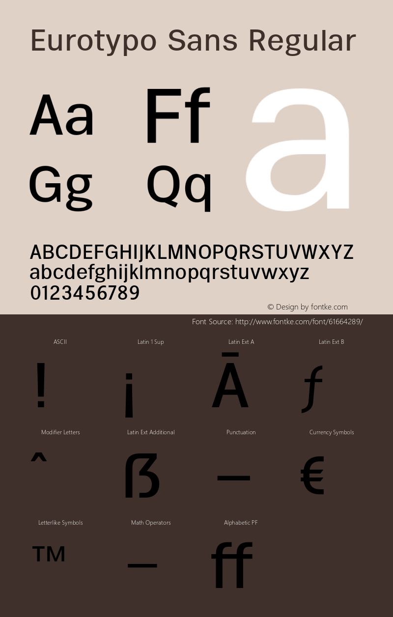 Eurotypo Sans W05 Book Version 1.00 Font Sample