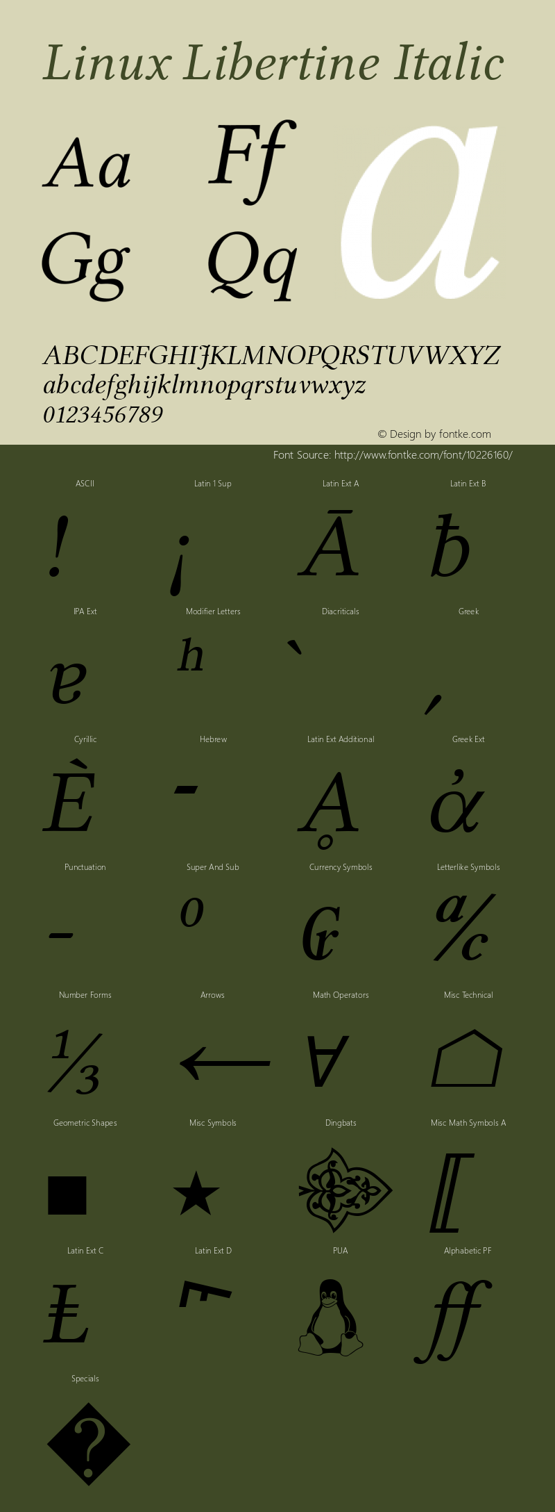 Linux Libertine Italic Version 2.7.x Font Sample