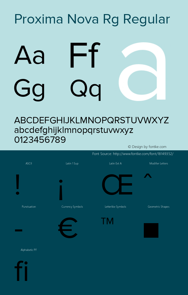 Proxima Nova Rg Regular Version 2.003 Font Sample