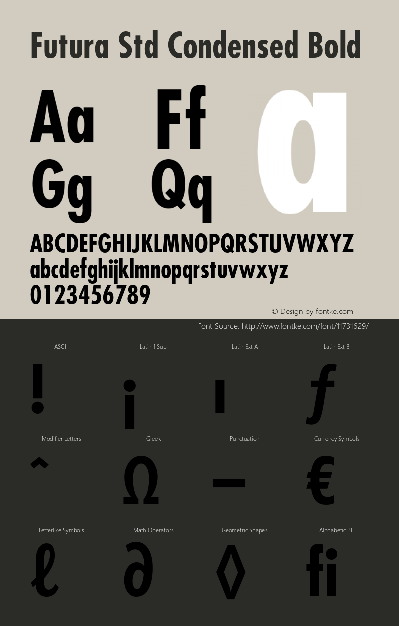 Futura Std Condensed Bold OTF 1.029;PS 001.003;Core 1.0.33;makeotf.lib1.4.1585 Font Sample