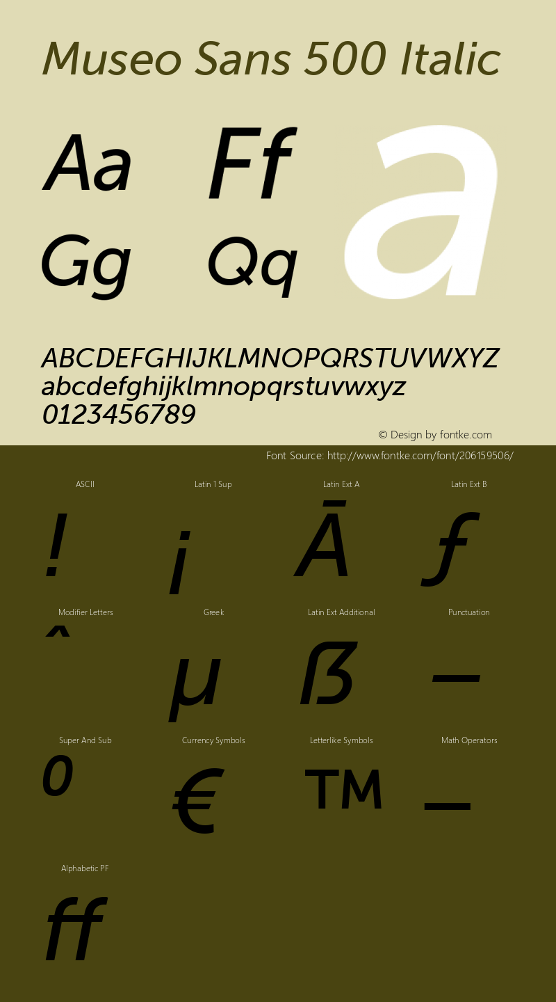 Museo Sans 500 Italic Version 1.000图片样张