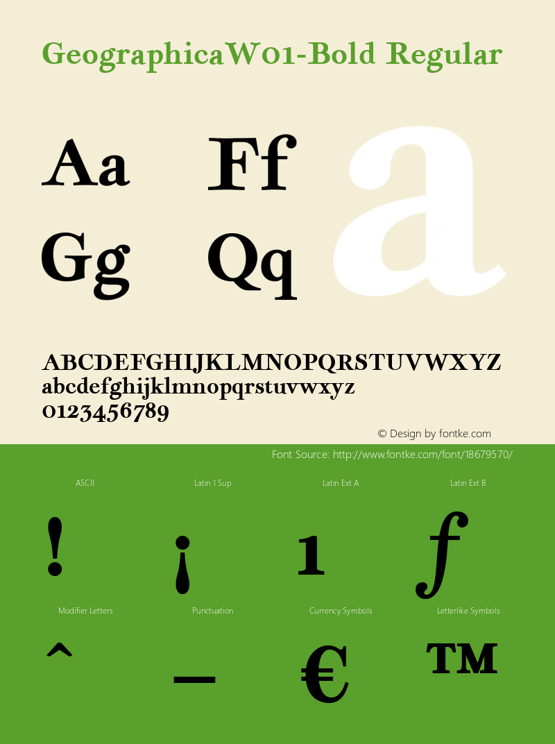 GeographicaW01-Bold Regular Version 1.60 Font Sample