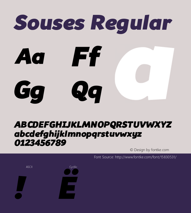 Souses Regular Version 1.000; ttfautohint (v1.4.1) Font Sample