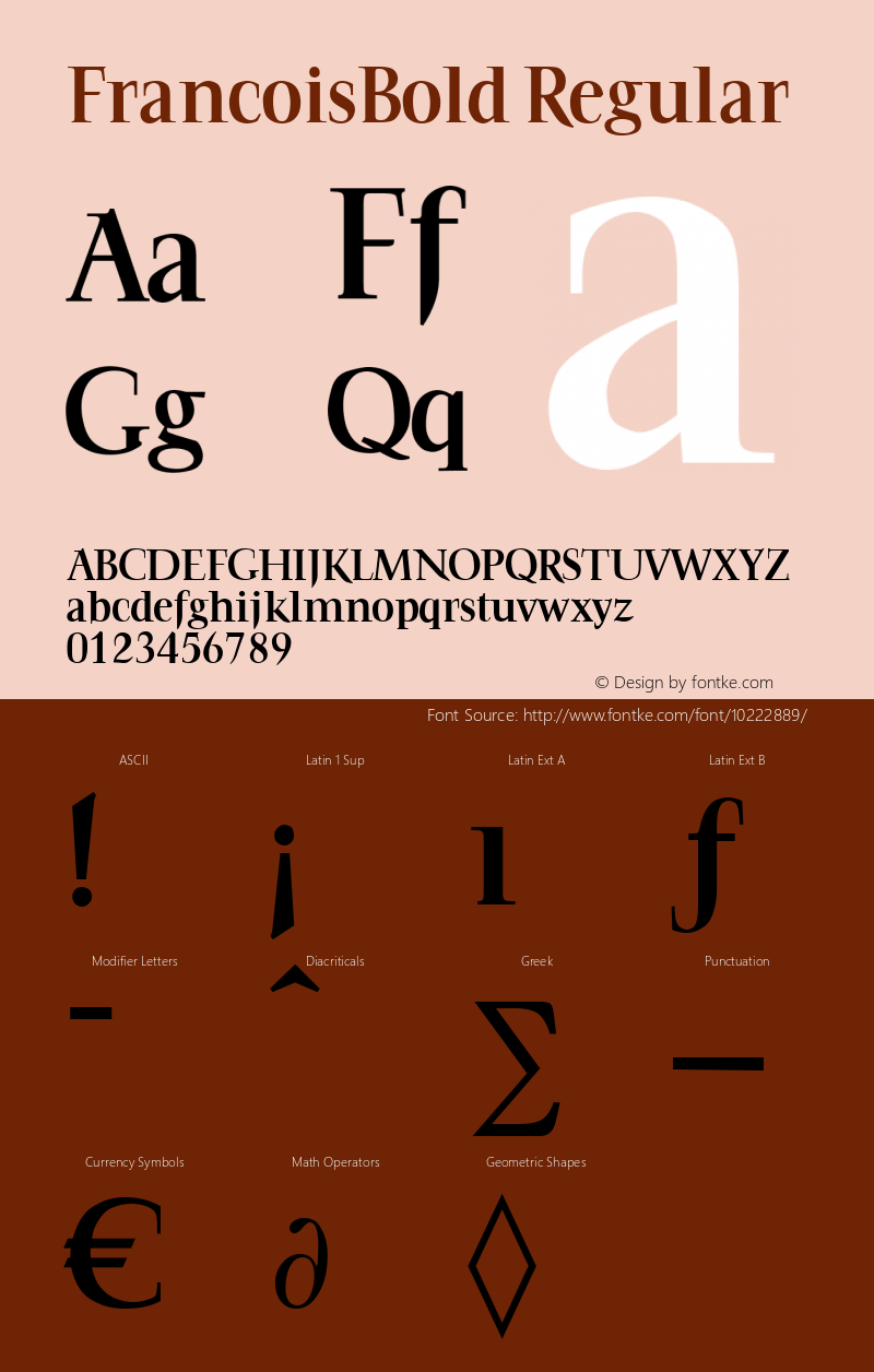 FrancoisBold Regular Brendel            :09.12.1994 Font Sample