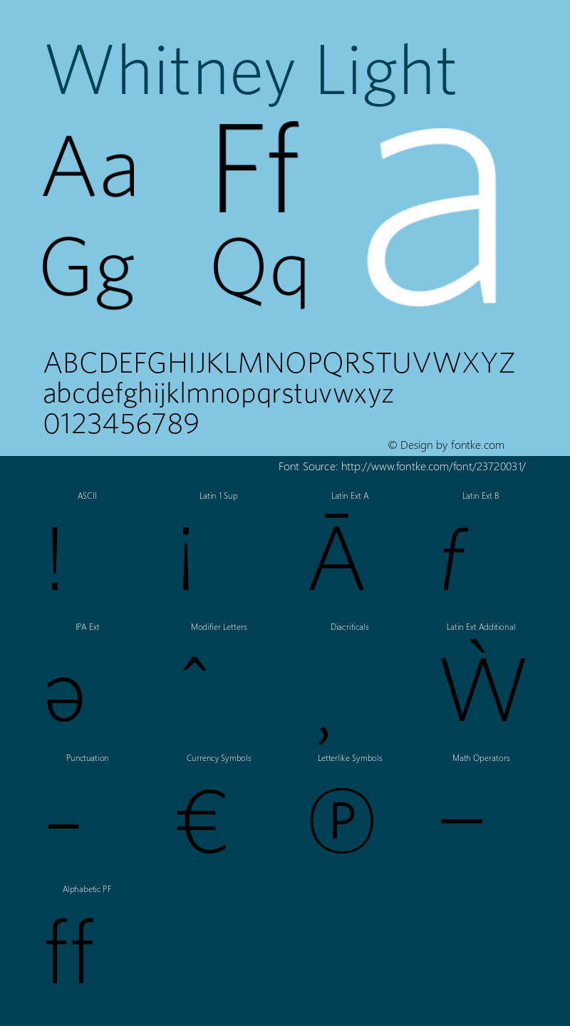 Whitney-Light Version 1.200 Font Sample