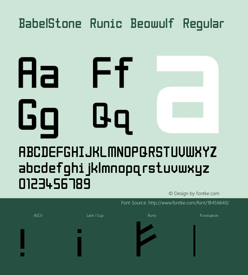 BabelStone Runic Beowulf Regular Version 1.04 November 6, 2013 Font Sample