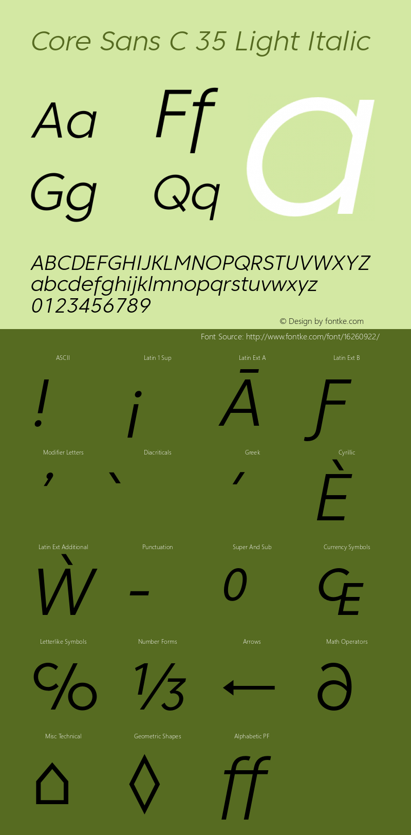 Core Sans C 35 Light Italic Version 1.000 Font Sample