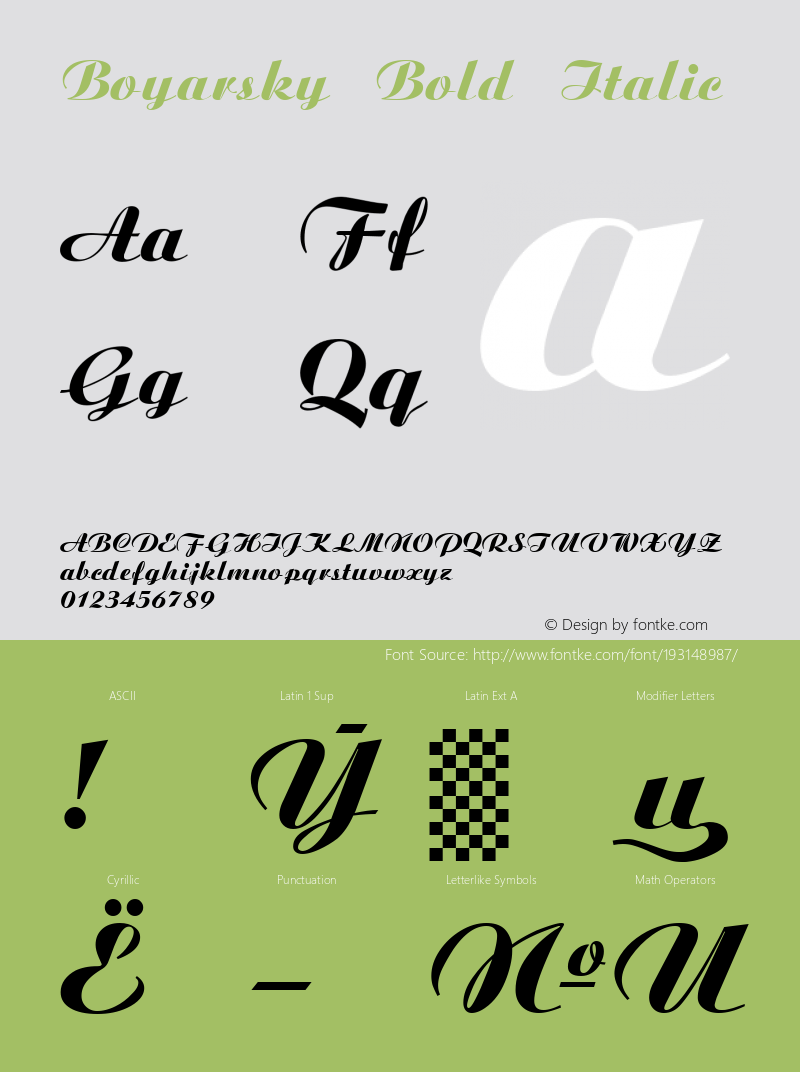 Boyarsky Bold Italic Version 1.0; 1992; initial release图片样张