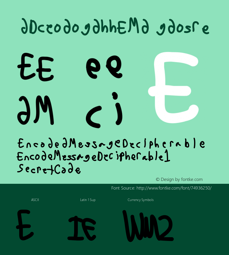 EncodedMessage Version 001.000 Font Sample