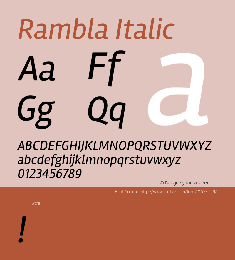 Rambla Italic  Font Sample