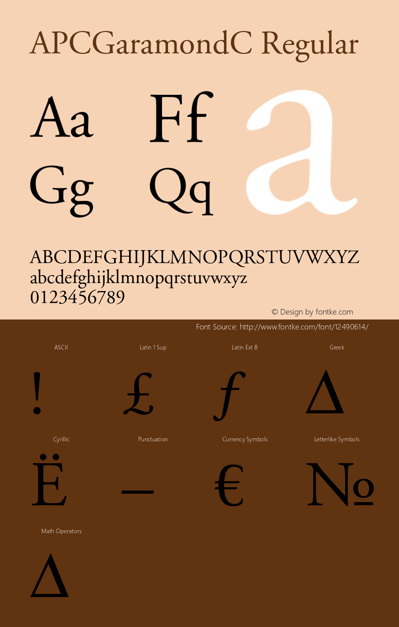 APCGaramondC Regular OTF 1.0;PS 001.000;Core 116;AOCW 1.0 161 Font Sample