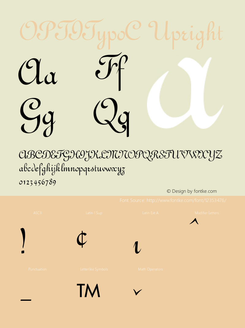 OPTITypoC Upright Version 001.000 Font Sample