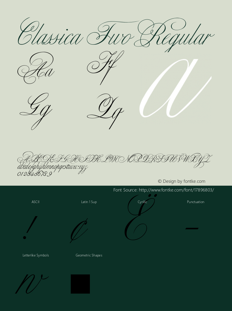 Classica Two Regular Version 1.000 2006 initial release Font Sample