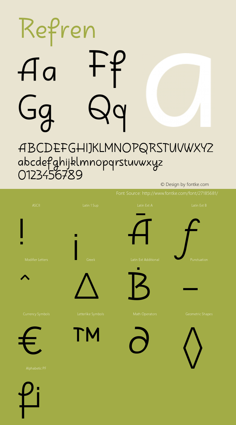 ☞Refren Version 1.000;com.myfonts.easy.tdf.refren.regular.wfkit2.version.3Po6 Font Sample