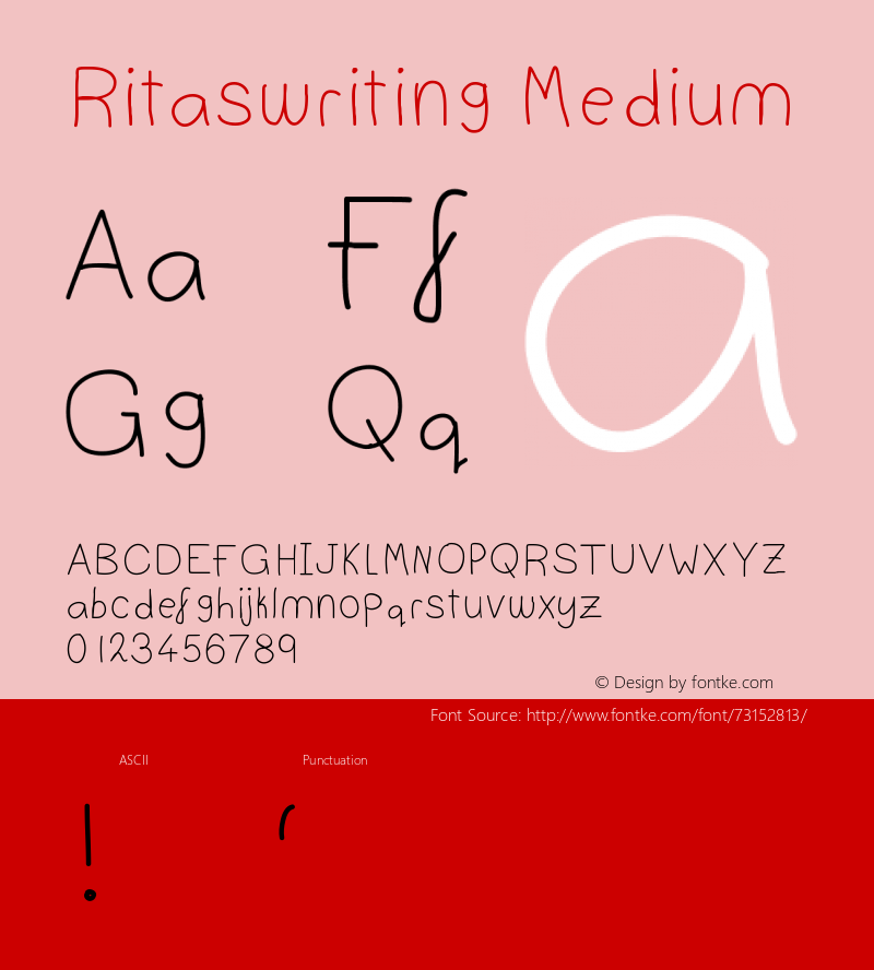 Ritaswriting Version 001.000 Font Sample